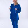 Front view of Cherokee Revolution scrubs with jacket in royal blue with sizes XXS-5XL available.